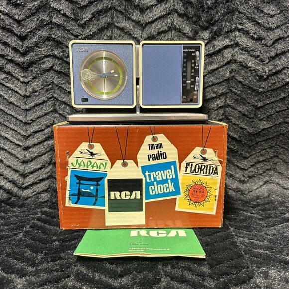 RCA Travel Clock Radio "The Million Miler" Model RZS321A Solid State Aspen Blue - Picture 1 of 16
